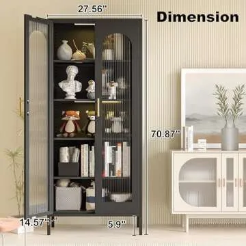 Stylish 71" Kitchen Pantry Cabinet with LED Lights