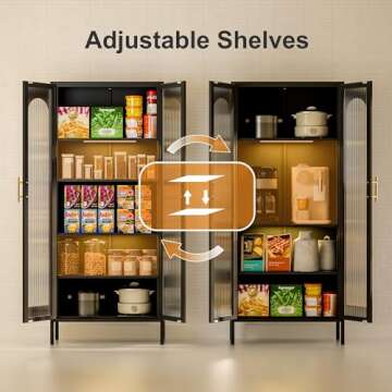Stylish 71" Kitchen Pantry Cabinet with LED Lights