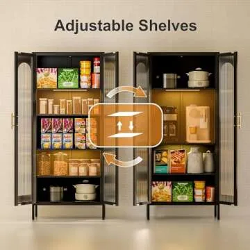 Stylish 71" Kitchen Pantry Cabinet with LED Lights