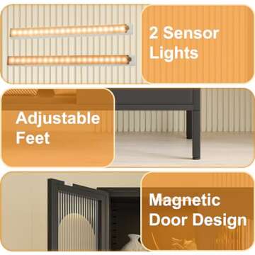 Stylish 71" Kitchen Pantry Cabinet with LED Lights