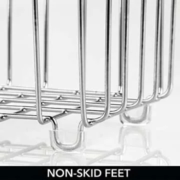 mDesign Deep Metal Bathroom Storage Organizer Basket Bin - Farmhouse Wire Grid Design - for Cabinets, Shelves, Closets, Vanity Countertops, Bedrooms, Under Sinks - Chrome