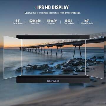 NEEWER F500 5.5 Inch Camera Field Monitor, HDR Touch Screen with 3D LUT, Waveform, Vector Scope, Ful...
