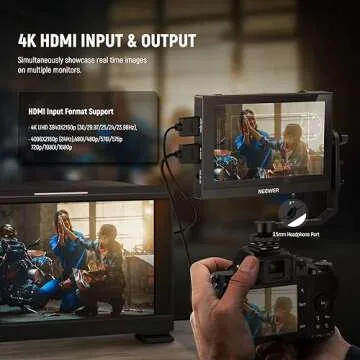 NEEWER F500 5.5 Inch Camera Field Monitor, HDR Touch Screen with 3D LUT, Waveform, Vector Scope, Full HD 1920x1080 IPS 4K HDMI Loop in/Out DSLR Video Peaking Focus Assist, Tilt Arm, Battery & Charger