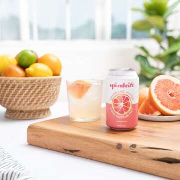 Spindrift Sparkling Water, Grapefruit Flavored, Made with Real Squeezed Fruit, (Only 15 Calories per Can), 12 Fl Oz (Pack of 24)