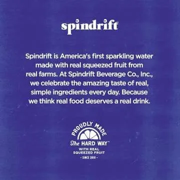 Spindrift Sparkling Water, Grapefruit Flavored, Made with Real Squeezed Fruit, (Only 15 Calories per Can), 12 Fl Oz (Pack of 24)