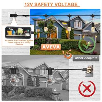 Aveva LED Outdoor String Lights - Safe 12V Solution 48FT