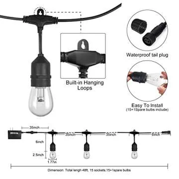 Aveva LED Outdoor String Lights - Safe 12V Solution 48FT