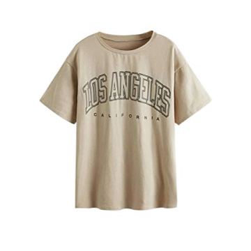 SAFRISIOR Women's Oversized Graphic Tee Soft Trendy Apricot