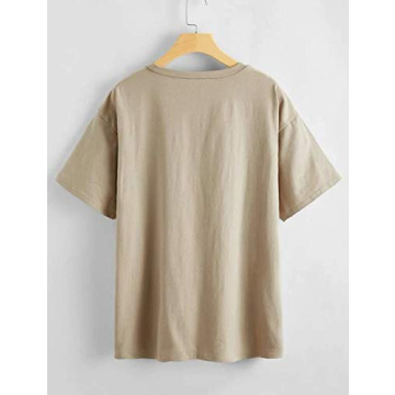 SAFRISIOR Women's Oversized Graphic Tee Soft Trendy Apricot