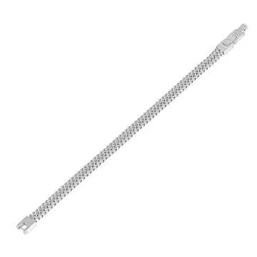 Geoffrey Beene Men’s Stainless Steel Double Franco Chain Bracelet with Extension (Silver, 8.5")