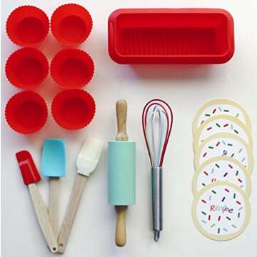 Handstand Kitchen 17-Piece Introduction to Real Baking Set with Recipes for Kids