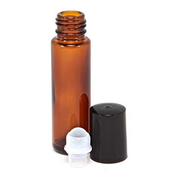 24, Amber, 10 ml Glass Roll On Bottles with 3-3 ml Dropper's