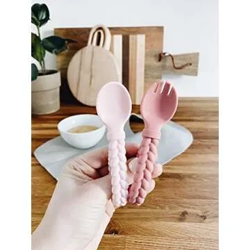 Chic Silicone Spoon & Fork Set for Babies - Safe & Stylish