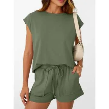 AUTOMET Womens Lounge Two-Piece Sets Summer Outfits 2025 Loungewear Matching Clothes