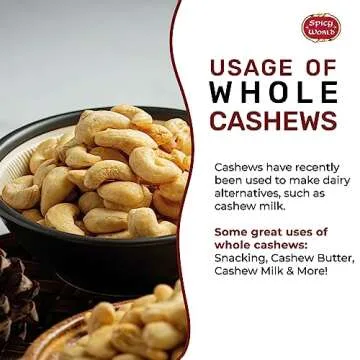 Whole Raw Cashews 5 Pound Bulk - No Chemicals & Pure