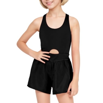 Stylish Rilcn Workout Romper for Girls 8-14 - Active Wear Jumpsuit