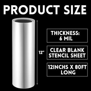 Frienda 12 Inch x 80 ft 6 Mil Blank Stencil Sheets – Reusable Acetate Rolls for Crafting