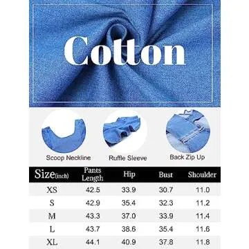Omoone Women's Flared Denim Jumpsuit Ruffle Sleeve Backless Jeans Jumper Long Rompers(3219-BlueX1-XS)