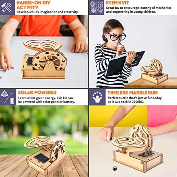 Solar Wooden Marble Run STEM Toy for Kids 8-12 Educational Fun