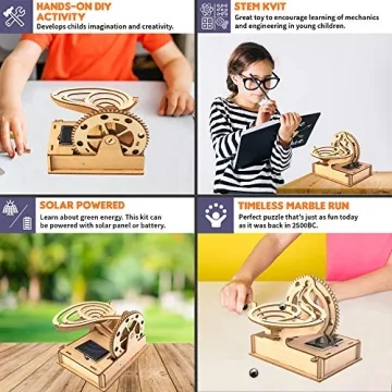 Solar Wooden Marble Run STEM Toy for Kids 8-12 Educational Fun