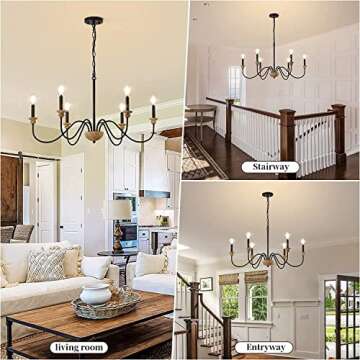 Stylish 6-Light Wood Chandelier for Modern Homes