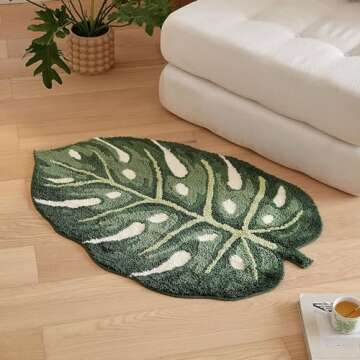 Stitchworn Monstera Leaf Area Rug for Home Decor