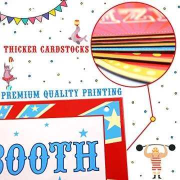 Circus Carnival Birthday Party Directional Signs, Large Size 15" Circus Themed Signs Cutouts Set of 7, Greatest Showman Themed Party Supplies, Carnival Party Decoration Ideas