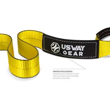 Durable USWAY GEAR Recovery Tow Strap - 30,000 LBS Capacity