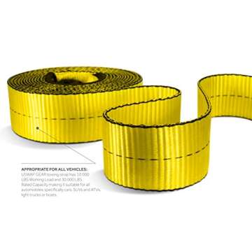 Durable USWAY GEAR Recovery Tow Strap - 30,000 LBS Capacity