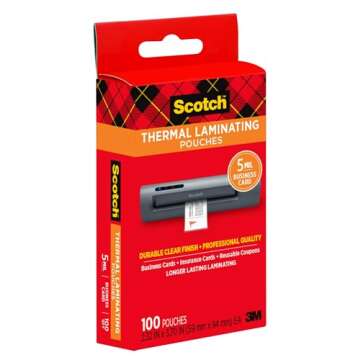 Scotch Thermal Laminating Pouches, 100 Count, Clear, 5 mil., Laminate Business Cards, Banners and Es...