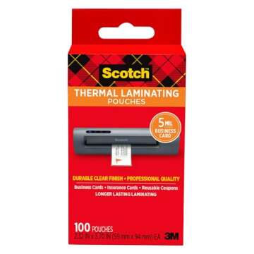 Scotch Thermal Laminating Pouches 100 Count, 5 mil Clear