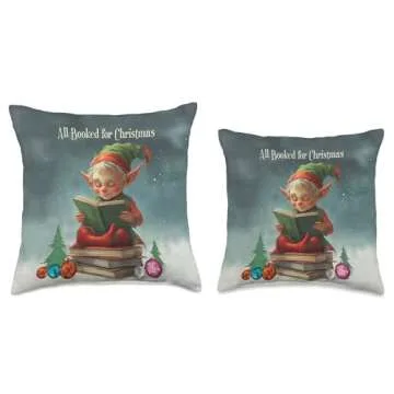 All Booked For Christmas Throw Pillow - Festive Decor