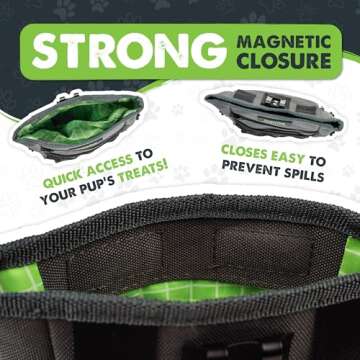 Mighty Paw Dog Treat Pouch | No Spill Magenetic Clasp - Hands-Free Pouches for Training - Pets Train...