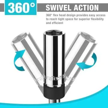 DURATECH 5/8" Swivel Magnetic Spark Plug Socket, 3/8" Drive x 11" Total Length with 6-Point, Enhanced Magnetic Design and Magnetic Core, Thin Wall Socket, Cr-V Steel Made