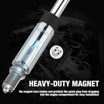 DURATECH 5/8" Swivel Magnetic Spark Plug Socket, 3/8" Drive x 11" Total Length with 6-Point, Enhanced Magnetic Design and Magnetic Core, Thin Wall Socket, Cr-V Steel Made