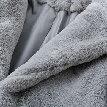 Season 4 Women's Shaggy Faux Fur Coat Long Sleeve Thick Jacket Outwear with Pocket Light Gray,M