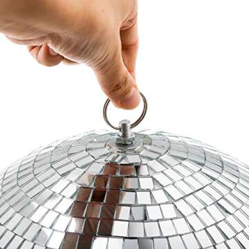 Suwimut 12 Inch Mirror Disco Ball, Silver Large Disco Ball Decor Hanging Disco Ball Mirror Ball with Hanging Ring for Party or DJ Light Effect, Home Decorations, Stage Prop, Bar, Wedding