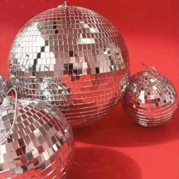 Suwimut 12 Inch Mirror Disco Ball, Silver Large Disco Ball Decor Hanging Disco Ball Mirror Ball with Hanging Ring for Party or DJ Light Effect, Home Decorations, Stage Prop, Bar, Wedding