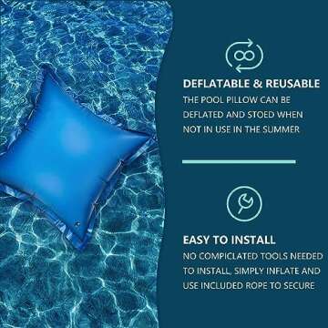 4' X 4' Pool Pillows for Above Ground Pools, Pool Winterizing Kit 0.4mm Thick and Cold-Resistant Ice Equalizer Air Pillow Super Durable & Strong Cold Resistant Easy Centering, Rope Included
