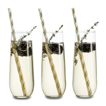 Libbey Stemless Champagne Flute Glasses Set of 12