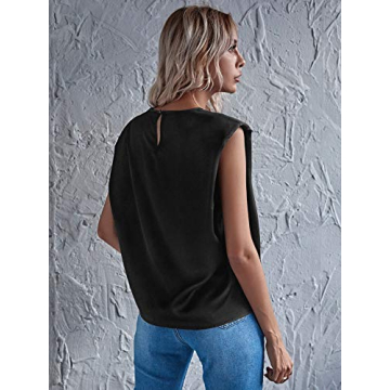 Elegant Satin Shoulder Pad Tank Top for Women