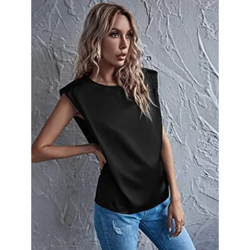 Elegant Satin Shoulder Pad Tank Top for Women