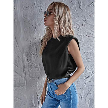 Elegant Satin Shoulder Pad Tank Top for Women