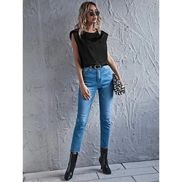 Elegant Satin Shoulder Pad Tank Top for Women