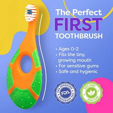 Baby Toothbrush 4 Pack for Infants with Teething Handle