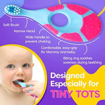 Baby Toothbrush 4 Pack for Infants with Teething Handle