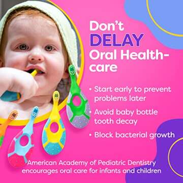 Baby Toothbrush 4 Pack for Infants with Teething Handle