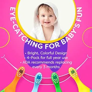 Baby Toothbrush 4 Pack for Infants with Teething Handle