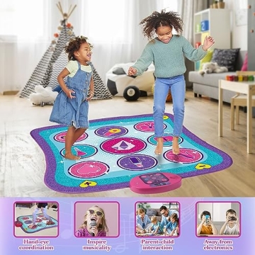 Popsunny Kids Dance Mat with Music and LED for Ages 3-8