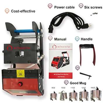 O BOSSTOP Tumbler Heat Press Sublimation Cup Mug Heat Press Transfer Printing Machine for 6OZ 10OZ 11OZ 12OZ 15OZ